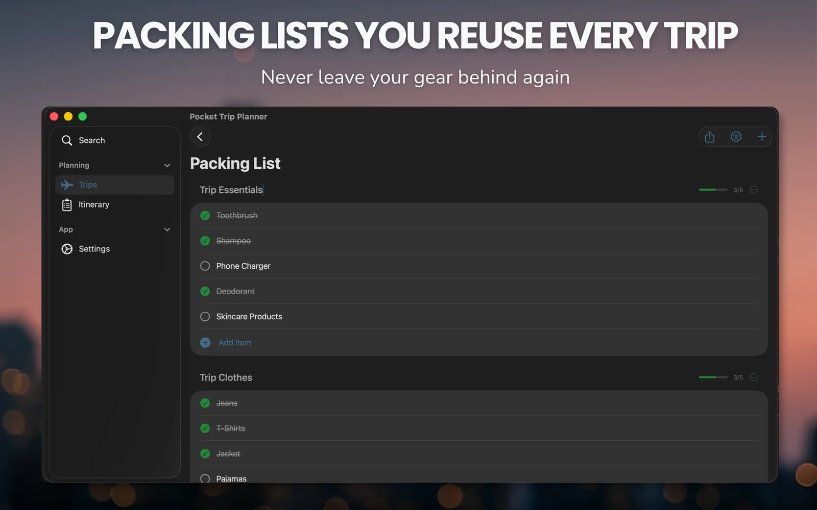 Pocket Trip Planner Mac screenshot 2