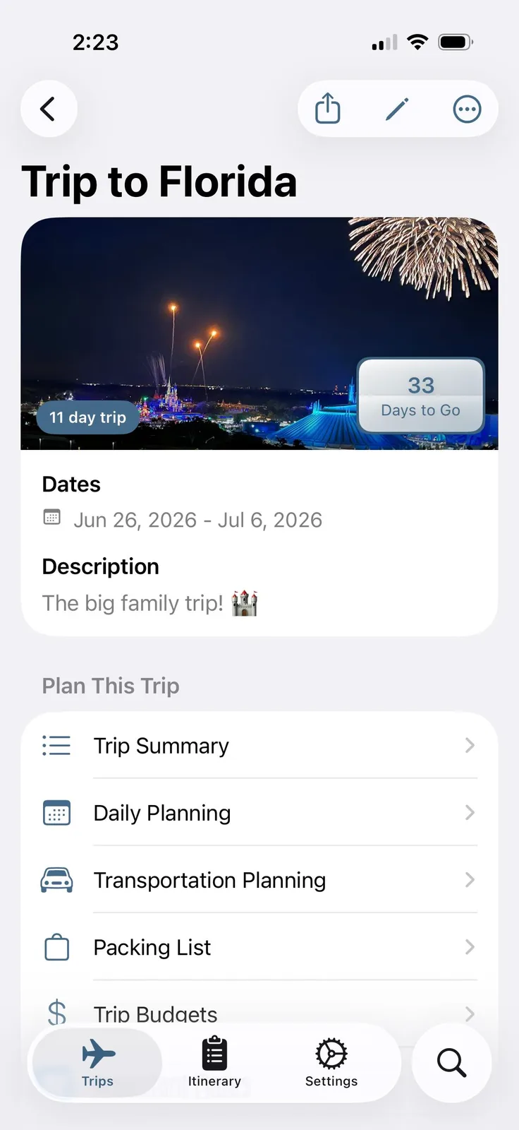 Pocket Trip Planner 1.6 — what's new
